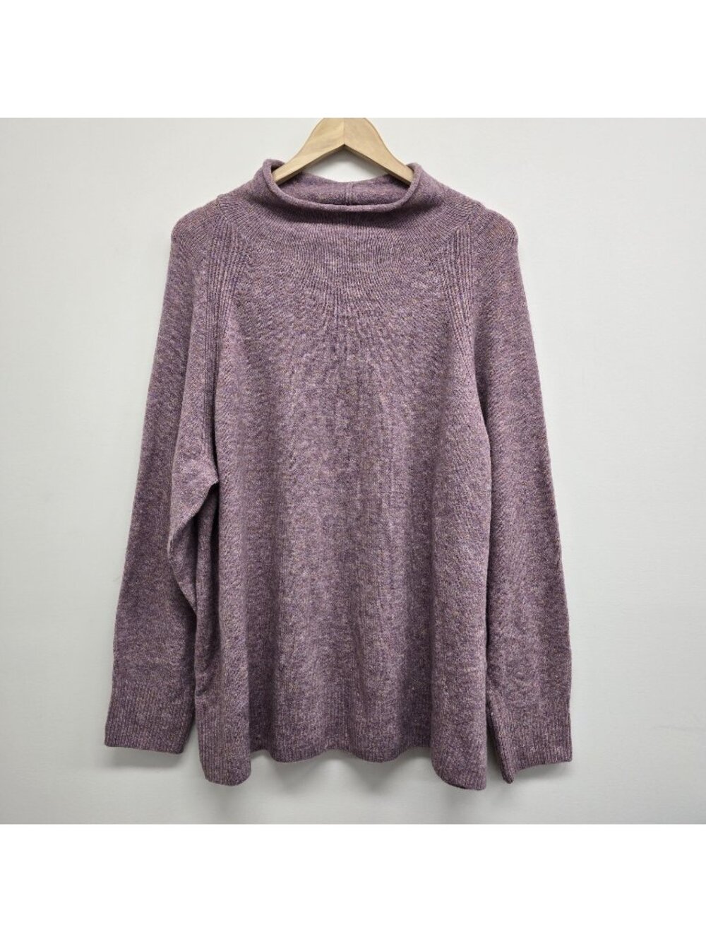 Ava & Viv Mock Neck Pullover Sweater Sz 2X Loose Knit Cozy Stretch Lightweight